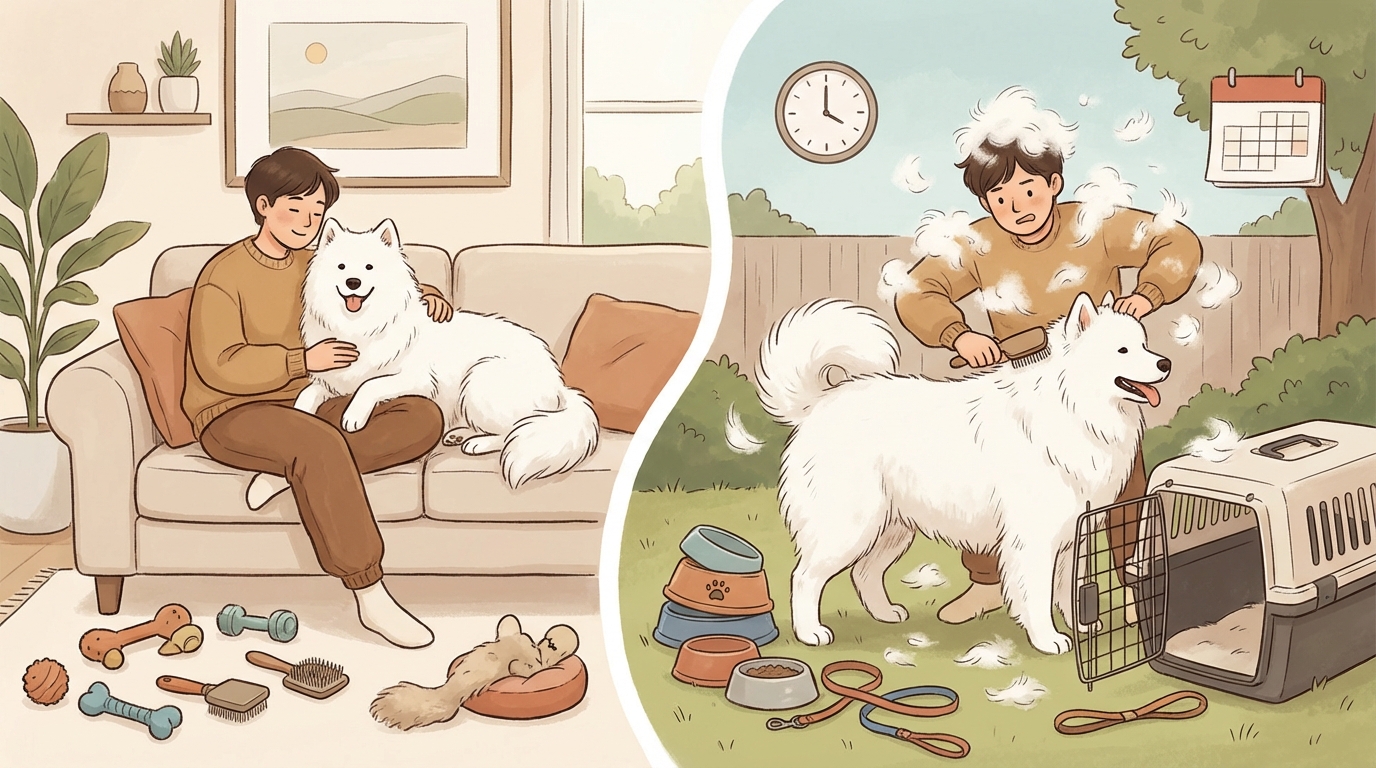 サモエドの飼い方の基本は「環境整備」と「膨大な手間」の受容です